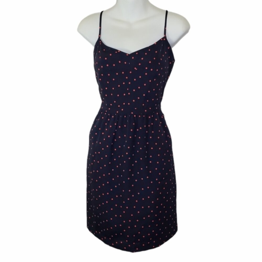 💕 Navy J.Crew Pink Polka Dot Dress